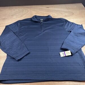 NWT Mens Haggar 2XL XXL Gray Quarter Zip Performance Pullover Long Sleeve